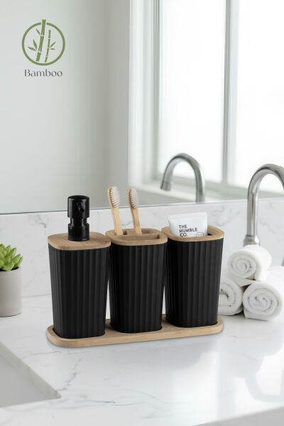Okyanus Home Safir Bambu 3'lü Set Siyah