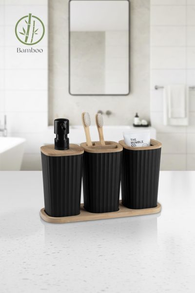Okyanus Home Safir Bambu 3'lü Set Siyah