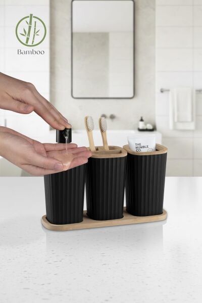 Okyanus Home Safir Bambu 3'lü Set Siyah