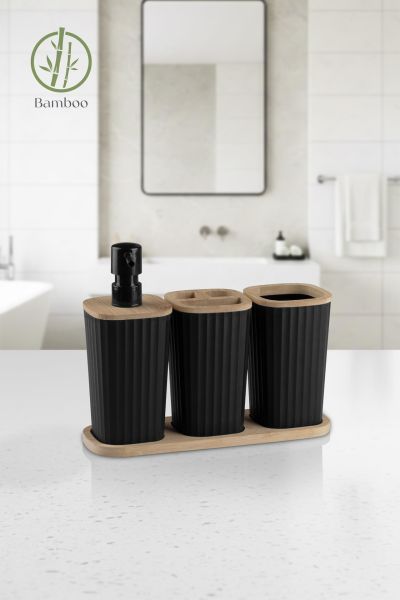 Okyanus Home Safir Bambu 3'lü Set Siyah