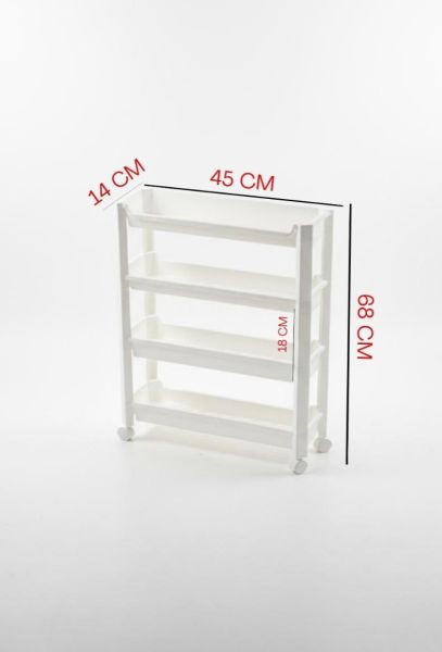 Okyanus Home Beyaz 4 Katlı Tekerlekli Banyo-Mutfak Düzenleyici