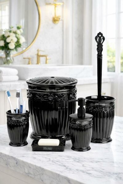 Okyanus Home Siyah Sultan Serisi 5'li Banyo Seti