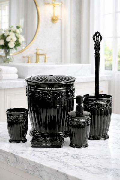 Okyanus Home Siyah Sultan Serisi 5'li Banyo Seti