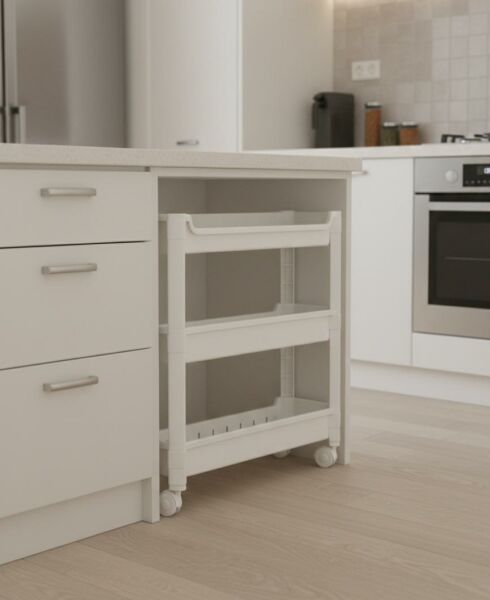 Okyanus Home 3 Katlı Tekerlekli Banyo-Mutfak Düzenleyici Beyaz