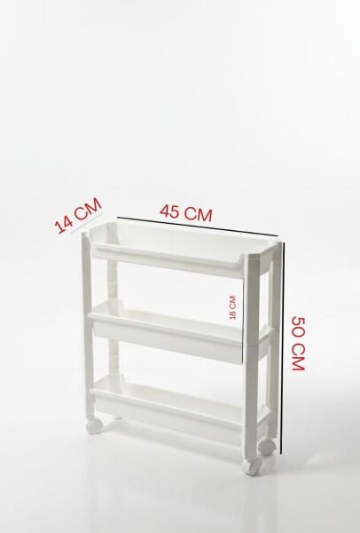 Okyanus Home 3 Katlı Tekerlekli Banyo-Mutfak Düzenleyici Beyaz