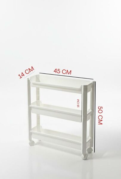 Okyanus Home 3 Katlı Tekerlekli Banyo-Mutfak Düzenleyici Beyaz