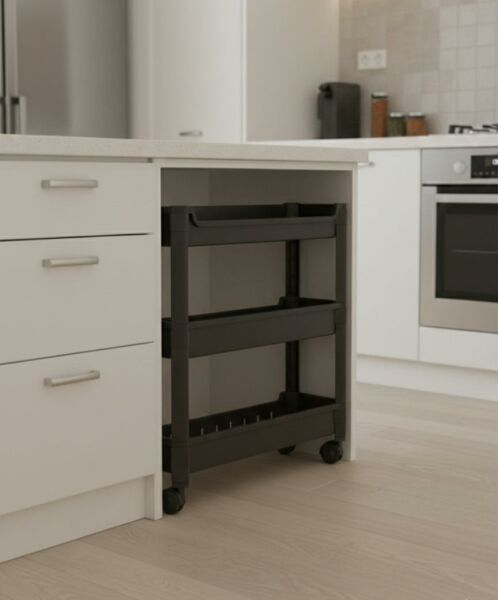 Okyanus Home 3 Katlı Tekerlekli Banyo-Mutfak Düzenleyici Siyah