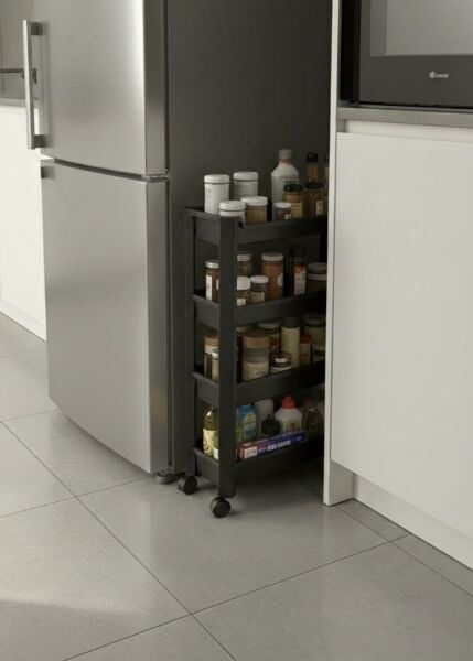 Okyanus Home 4 Katlı Tekerlekli Banyo-Mutfak Düzenleyici Siyah