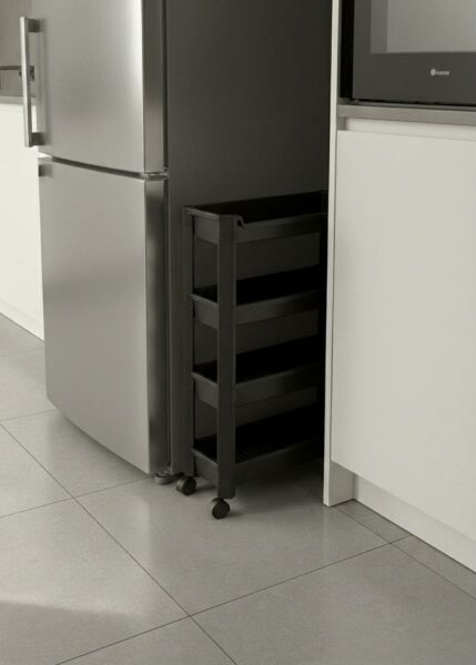 Okyanus Home 4 Katlı Tekerlekli Banyo-Mutfak Düzenleyici Siyah