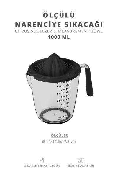 Okyanus Home Siyah Narenciye Sıkacağı 1000 ml