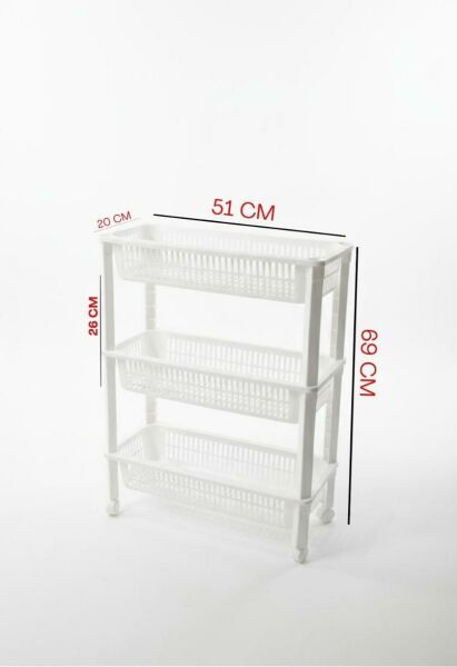 Okyanus Home 3 Katlı Tekerlekli Basic Banyo-Mutfak Düzenleyici