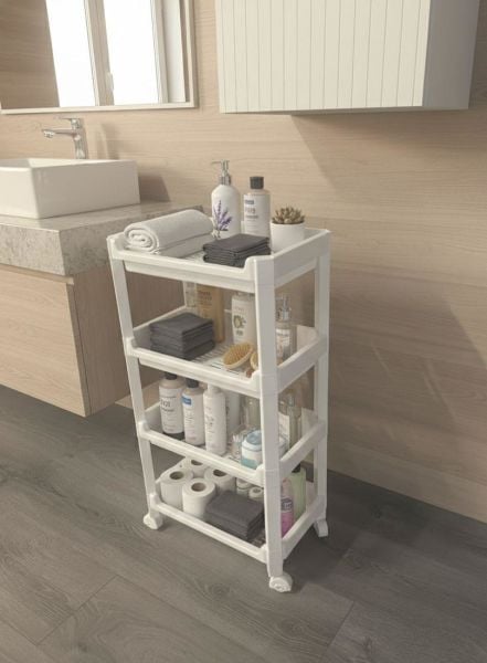 Okyanus Home 4 Katlı Tekerlekli Geniş Banyo-Mutfak Düzenleyici
