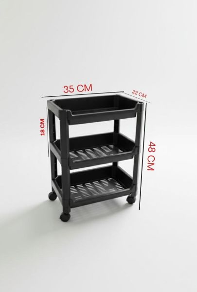 Okyanus Home 3 Katlı Tekerlekli Geniş Düzenleyici  Siyah