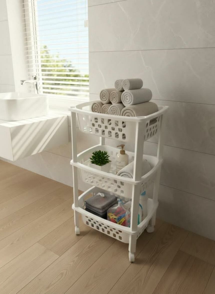 Okyanus Home Multi  3 Katlı Tekerlekli Banyo-Mutfak Düzenleyici