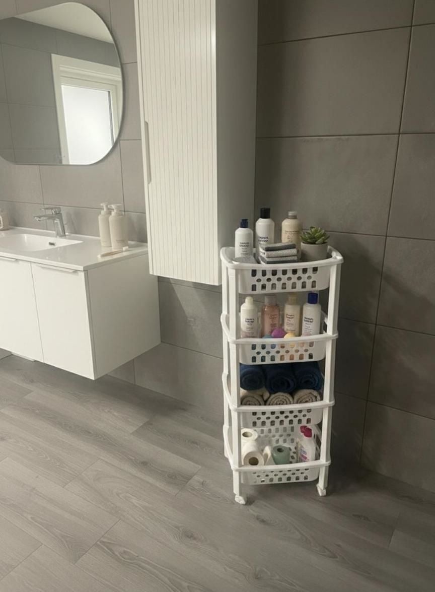 Okyanus Home Multi 4 Katlı Tekerlekli Banyo-Mutfak Düzenleyici Beyaz