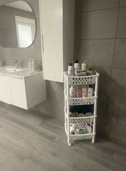 Okyanus Home Multi 4 Katlı Tekerlekli Banyo-Mutfak Düzenleyici Beyaz