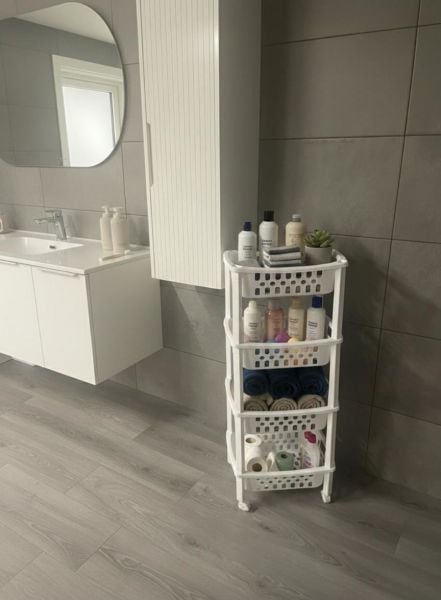 Okyanus Home Multi 4 Katlı Tekerlekli Banyo-Mutfak Düzenleyici Beyaz