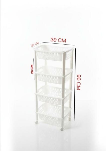 Okyanus Home Multi 4 Katlı Tekerlekli Banyo-Mutfak Düzenleyici Beyaz