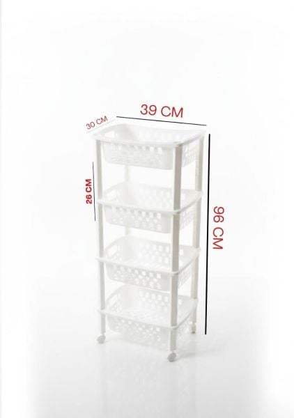 Okyanus Home Multi 4 Katlı Tekerlekli Banyo-Mutfak Düzenleyici Beyaz