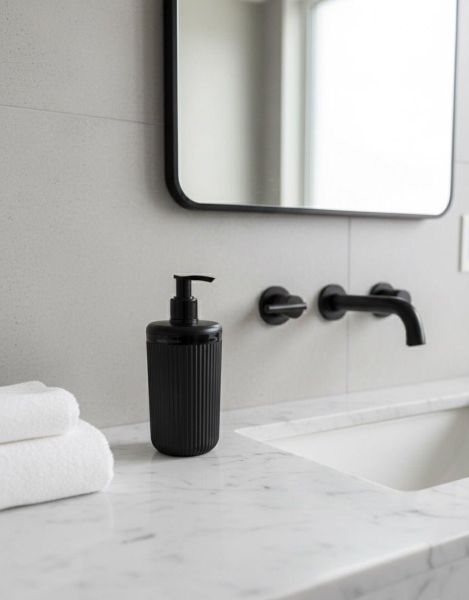 Okyanus Home Linea Siyah Yuvarlak Çizgili Sıvı Sabunluk