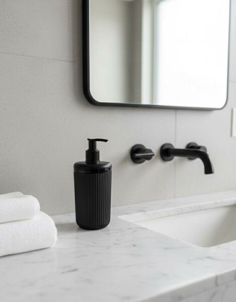 Okyanus Home Linea Siyah Yuvarlak Çizgili Sıvı Sabunluk