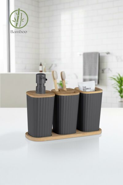 Okyanus Home Safir Bambu 3'lü Set Antrasit