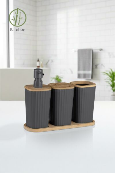 Okyanus Home Safir Bambu 3'lü Set Antrasit