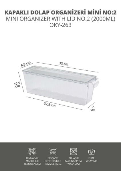 Okyanus Home 3 Adet Kapaklı Mini Buzdolabı Organizeri ve Saklama Kabı 2000ML