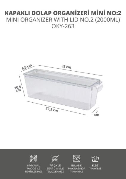 Okyanus Home 3 Adet Kapaklı Mini Buzdolabı Organizeri ve Saklama Kabı 2000ML