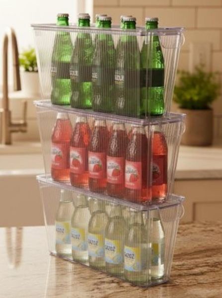 Okyanus Home 3 Adet Kapaklı Mini Buzdolabı Organizeri ve Saklama Kabı 2750ML