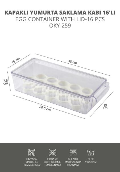 Okyanus Home Kapaklı Yumurta Saklama Kabı 16'lı