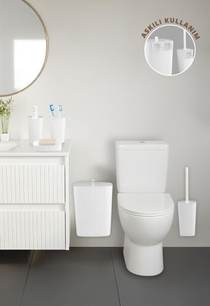 Okyanus Home Yapışkanlı  Safir Beyaz 5'li Banyo Seti