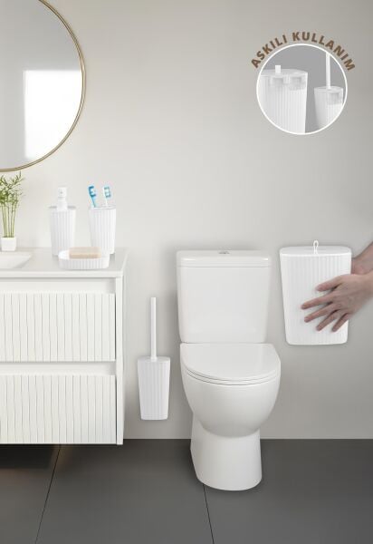 Okyanus Home Yapışkanlı  Safir Beyaz 5'li Banyo Seti