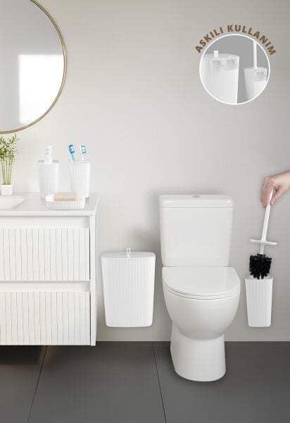 Okyanus Home Yapışkanlı  Safir Beyaz 5'li Banyo Seti