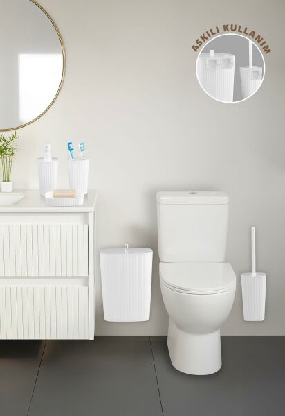 Okyanus Home Yapışkanlı  Safir Beyaz 5'li Banyo Seti