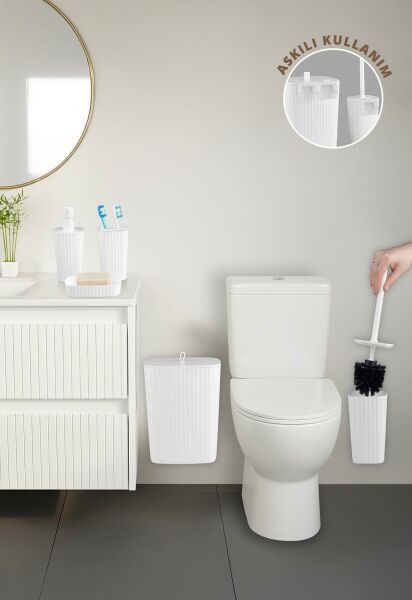 Okyanus Home Yapışkanlı  Safir Beyaz 5'li Banyo Seti
