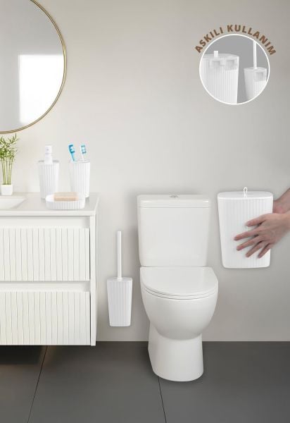 Okyanus Home Yapışkanlı  Safir Beyaz 5'li Banyo Seti