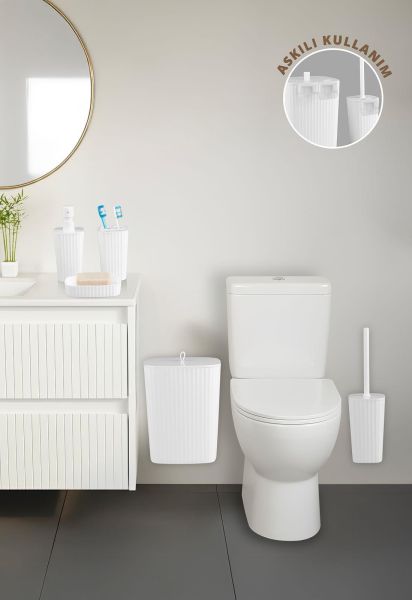 Okyanus Home Yapışkanlı  Safir Beyaz 5'li Banyo Seti