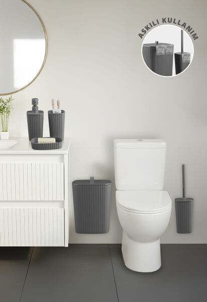 Okyanus Home Yapışkanlı  Safir Antrasit  5'li Banyo Seti