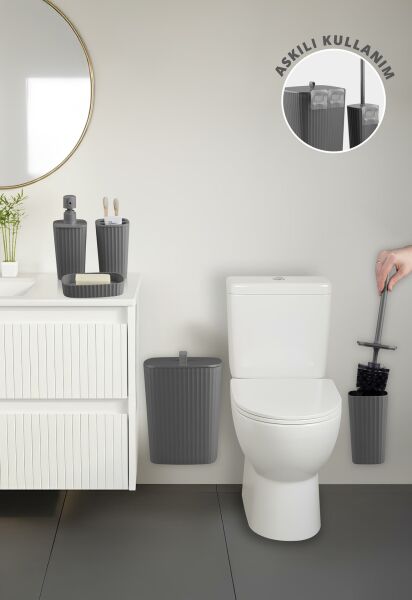 Okyanus Home Yapışkanlı  Safir Antrasit  5'li Banyo Seti