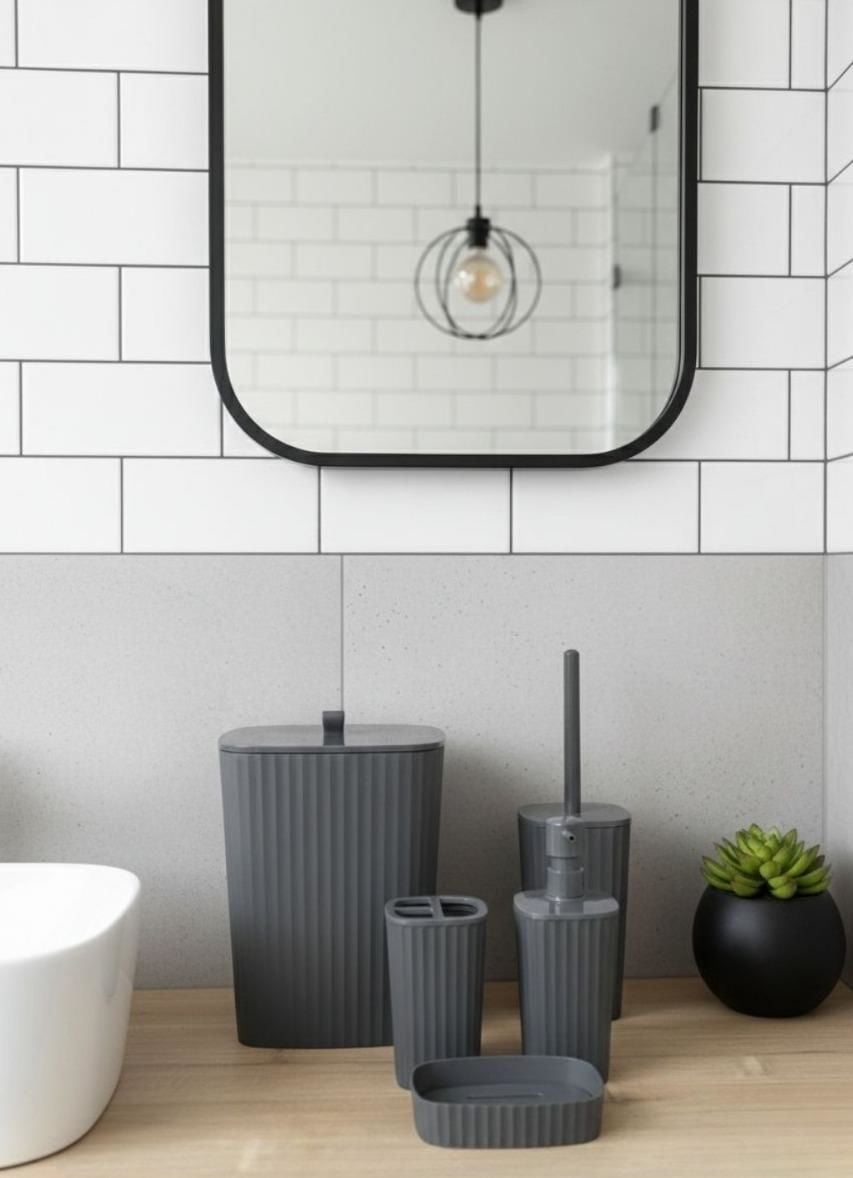 Okyanus Home Yapışkanlı  Safir Antrasit  5'li Banyo Seti