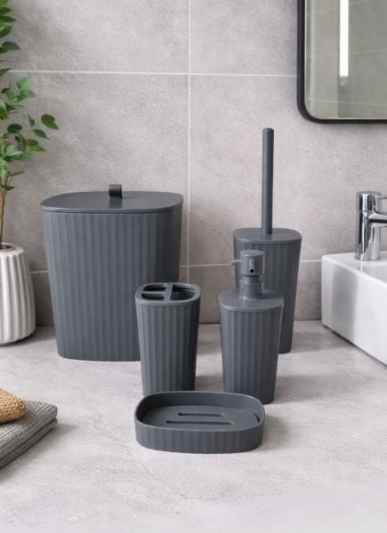 Okyanus Home Yapışkanlı  Safir Antrasit  5'li Banyo Seti