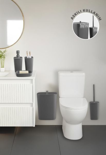 Okyanus Home Yapışkanlı  Safir Antrasit  5'li Banyo Seti