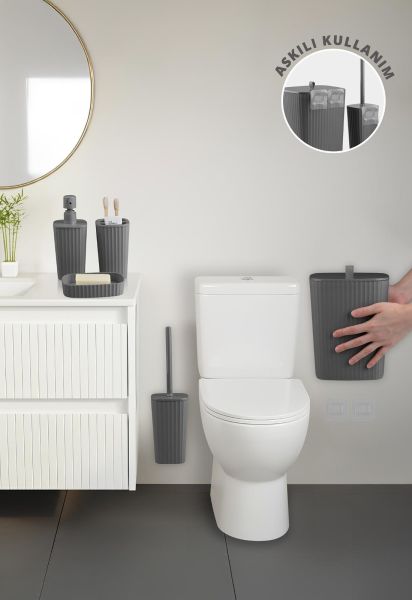 Okyanus Home Yapışkanlı  Safir Antrasit  5'li Banyo Seti