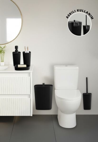 Okyanus Home Yapışkanlı Safir Siyah 5'li Banyo Seti