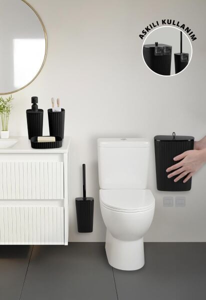 Okyanus Home Yapışkanlı Safir Siyah 5'li Banyo Seti