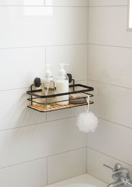 Okyanus Home Eko Magic Yapıştır&Vidala Due Tek Katlı Dikdörtgen Lamalı Maxi Şampuanlık  13 X 30 cm / Siyah