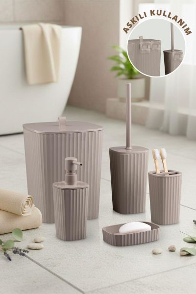 Okyanus Home Yapışkanlı  Safir Vizon 5'li Banyo Seti