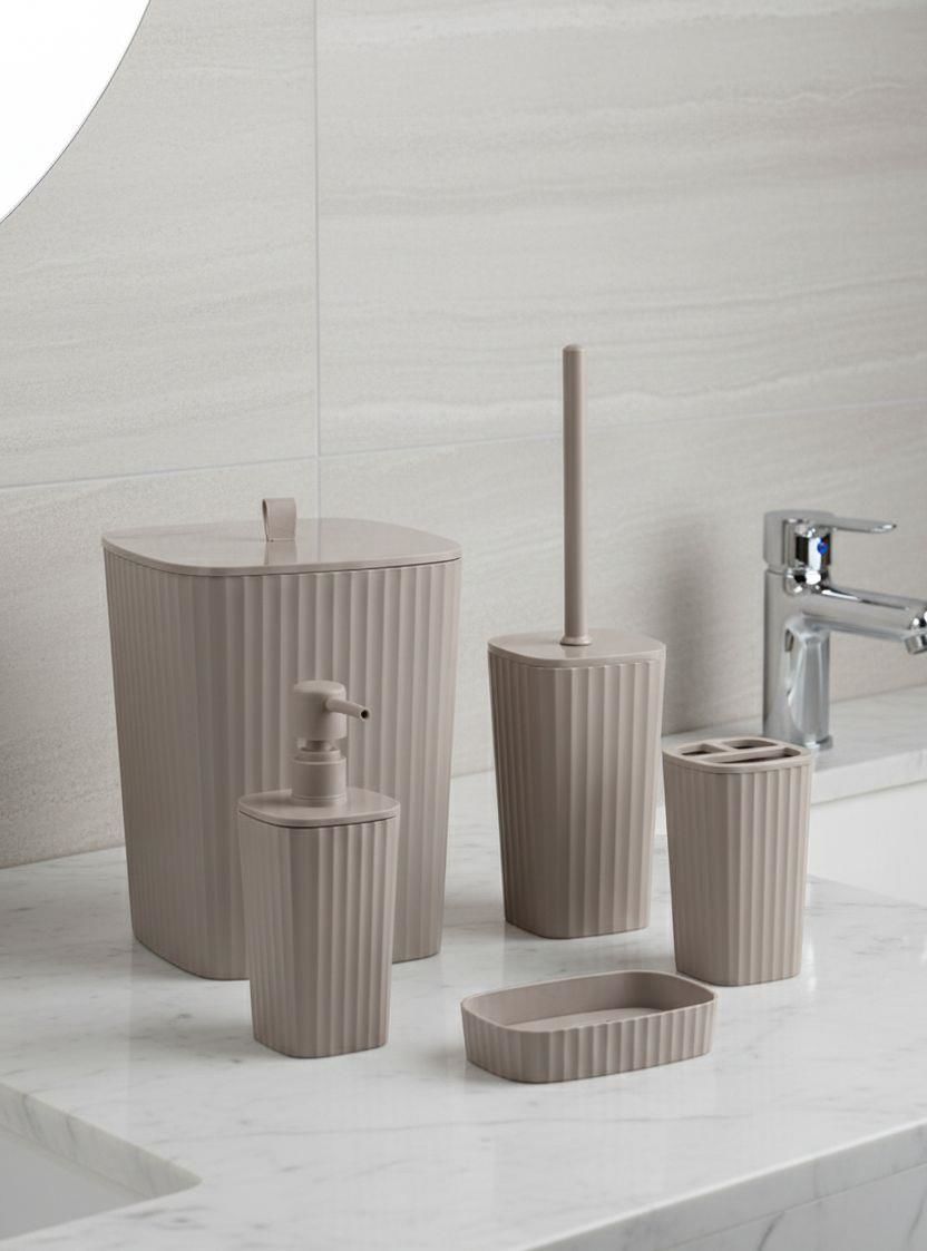 Okyanus Home Yapışkanlı  Safir Vizon 5'li Banyo Seti