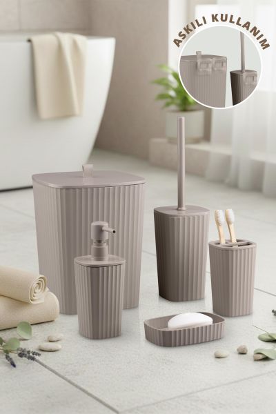 Okyanus Home Yapışkanlı  Safir Vizon 5'li Banyo Seti